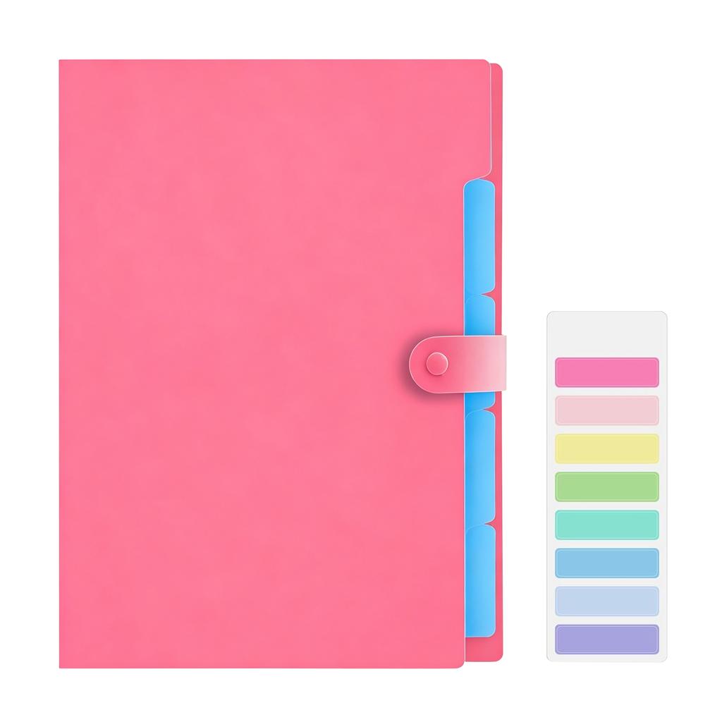 5-Pocket Expandable Accordion File Folder with Labels - Cute Document for Home School Work