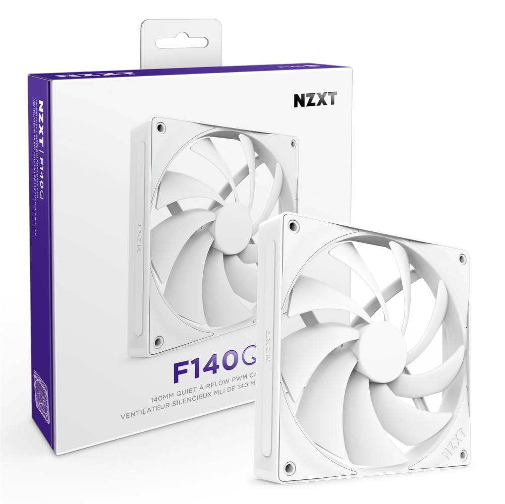 NZXT F140Q v2 White Quiet and Airflow Enhanced PC Case Fan 140mm FN2271 RF-Q14SF-W2