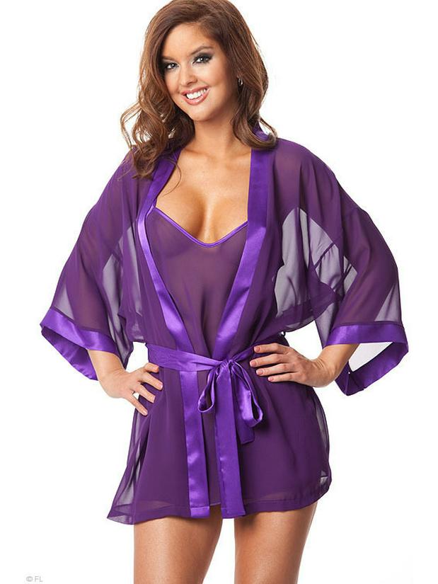 

Роскошный многоцветный сексуальный халат-пеньюар - Трендовый горячий стиль One Size фиолетовый