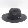 Spring and Summer Seaside Beach Vacation Sun Hat Big Brim Celebrity Style Jazz Hat Men's and Women's Denim Belt Decorative Straw Hat