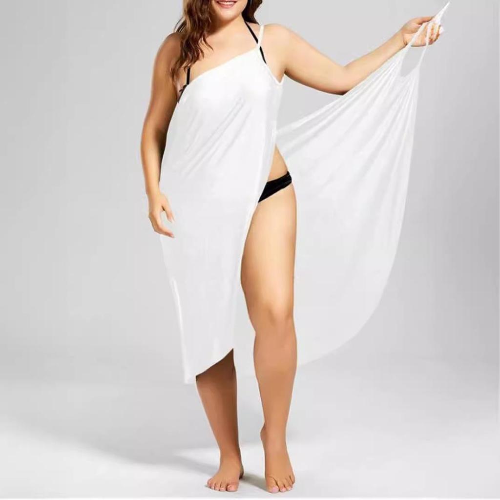 Summer Size Sexy Plus Beach Women Solid Color Wrap Dress Bikini Cover Up Sarongs