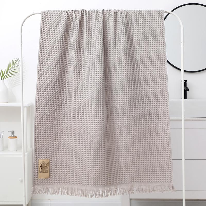 Pure Cotton 90x180 Waffle Weave Tassel Bath & Beach Towel Shawl - Honeycomb Design, No Shed Gauze.