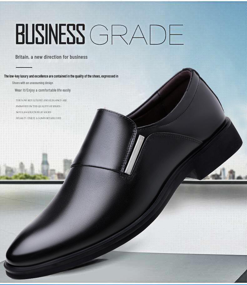 2025 Men's White Leather Height Increasing Formal Shoes - Casual Business Pointed Toe Fashion