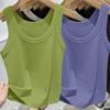 Modal Ribbed Spaghetti Strap Tank Top - Women's Versatile U-Neck Solid Color for Spring/Summer, Sports, Yoga, Base Layer.