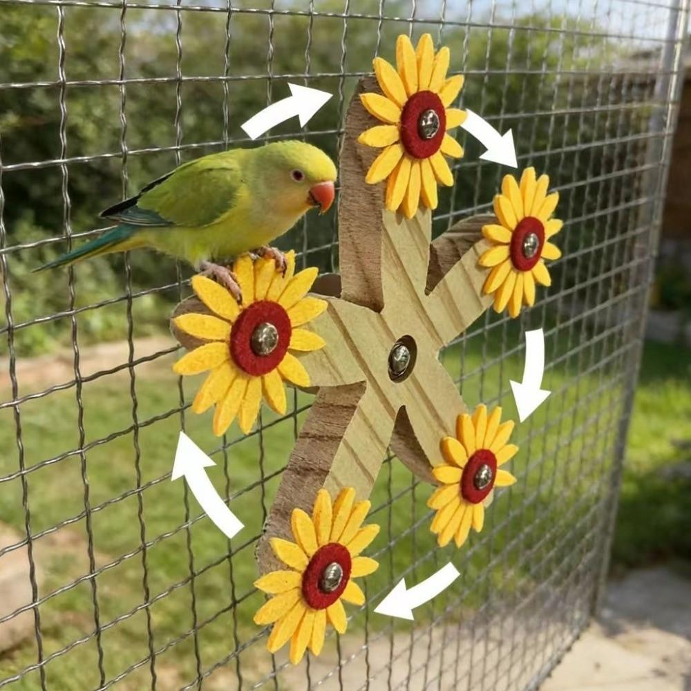 Bite-Resistant Wooden Parrots Ferris Wheel With Bearings Bird Swing Toy  Bird Cage Accessories