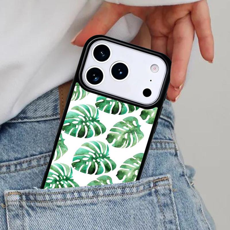 Monstera Leaves Palm Tree Flowers Phone Case for iPhone 17ProMax 12 13 14 15 16e 17 Pro Max Plus Air Cover