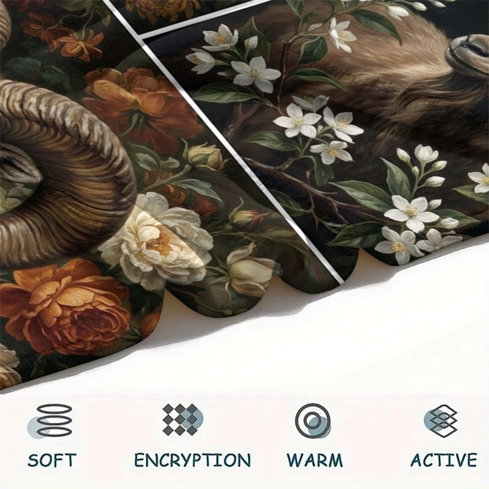 1 ks Flanelová deka s retro potiskem, Vysoce kvalitní, Pohodlná pro všechna roční období, Domácí dekorace, Teplo a pohodlí