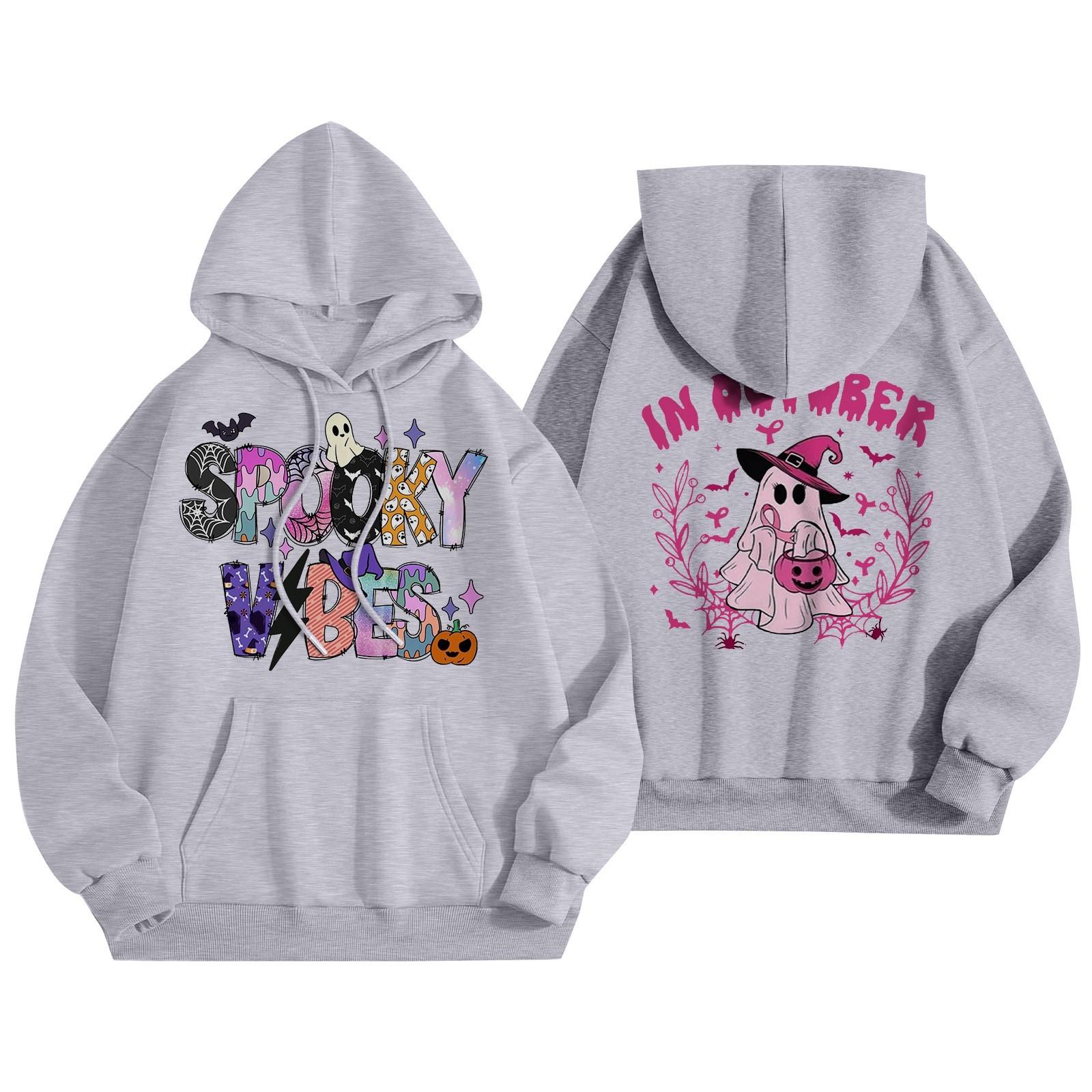 

Женская модная свободная повседневная толстовка с капюшоном и длинным рукавом на Хэллоуин с принтом призрака XXL