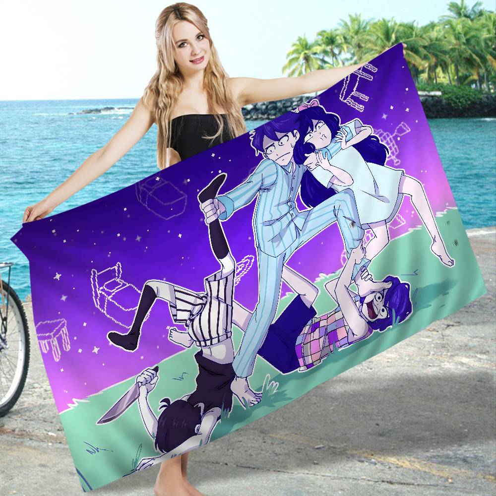 Hot Game O-Omori Bath Towel Microfiber Soft Water Absorbing Breathable For Girl Kids Decorative Cartoon Beach Towel