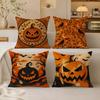 Pumpkin Halloween Cushion Cover Breathable Organic Short Plush Pillow Covers Machine Washable Wrinkle-Resistant Soft Durable
