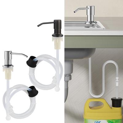 304 300/500ML Stainless Steel Kitchen Sink Soap Dispenser Extension Tube Dish Soap Press Pump Head Outlet Head Extender