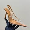 Fashion Luxury Rhinestones Transparent PVC Women Pumps Fashion Summer Slingbacks Stiletto High heels Elegant Female Wedding Party Shoes