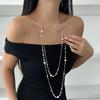 2Pcs/Set Pearl Design Long Chain Necklace Double Layers Layered Necklace  Personalized Trend