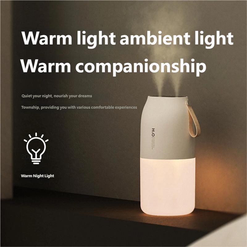 Kabelloser wiederaufladbarer Luftbefeuchter mit zwei Düsen, Kaltnebel, mit LED-Nachtlicht, Mini, für Büro, Auto, Zuhause, Geburtstagsgeschenke für die Familie