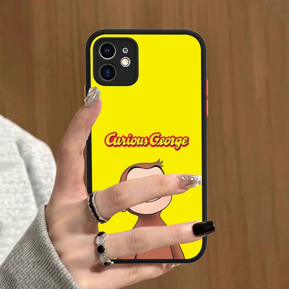 Lovely Curious G-George Monkey Phone Case For IPhone 16 15 14 Plus 15 13 12 11 Pro Max X XS MAX Matte Cover