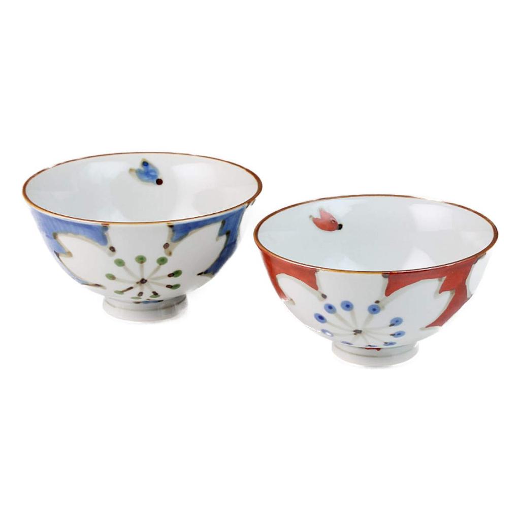Ranchant Rýžová miska Párová čajová miska Multi Imari Velký květ N898009 xx Arita Ware Vyrobeno v Japonsku (Velká 11 5,8cm Malá 10,7 5,6cm)