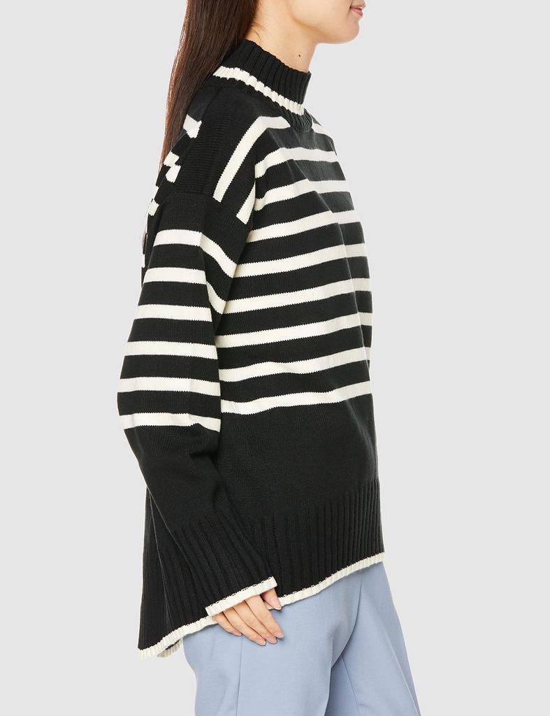 Border Solid Back Slit Knit BVM32210 Black Size S [BIS] & [Sustainable] Women's (02)