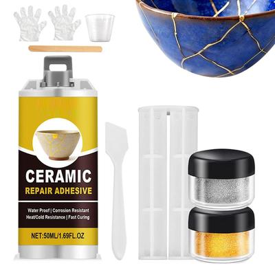 Kit de réparation en porcelaine de qualité alimentaire Fissure et Éclat Adhésif Résistant au Lave-vaisselle Colle Céramique pour Bols, Assiettes, Tasses, Usage Domestique