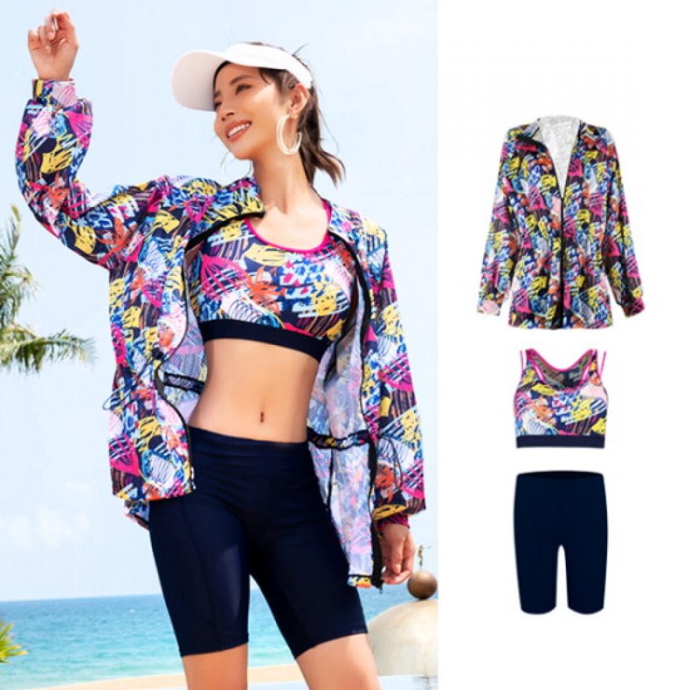 Fruitry Fiona M 3xl Zip Up woMen Rash Guard Loose Fit Big Size swiMsuit