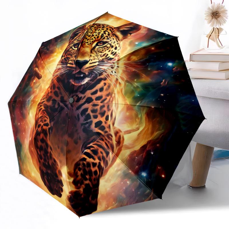 Snow Leopard Yin Yang Automatic Umbrella Compact 8-Rib Design Lightweight All-Season Travel Outdoor Accessory Perfect Gift for Women Men