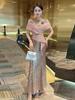 Nanyou Elegant Off-Shoulder Mermaid Sequin Evening Dress for Weddings & Banquets
