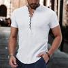 Men's Linen Casual Shirt Simple V-neck Summer Loose Large Size Casual Daily Clothing
