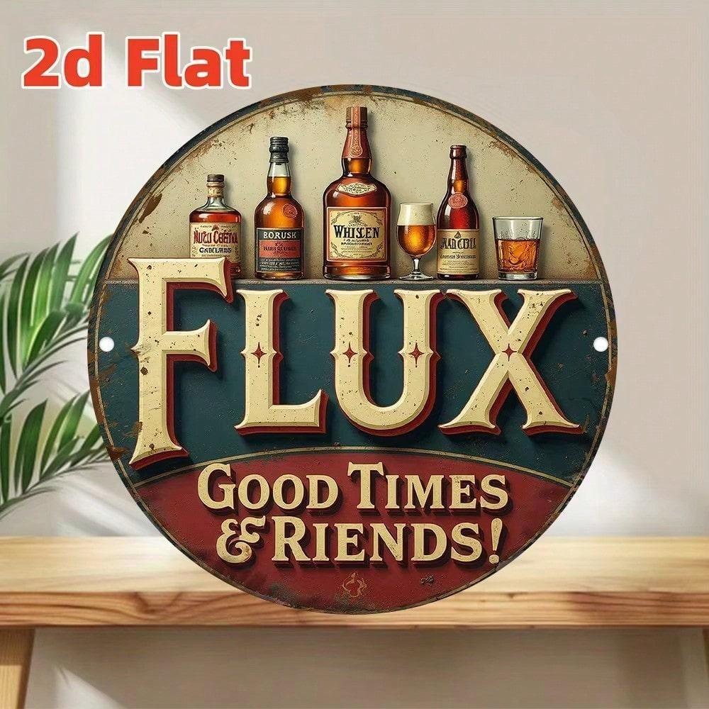 Vintage Metal Wall Sign Rustic Whiskey Round 2D Art 20x20