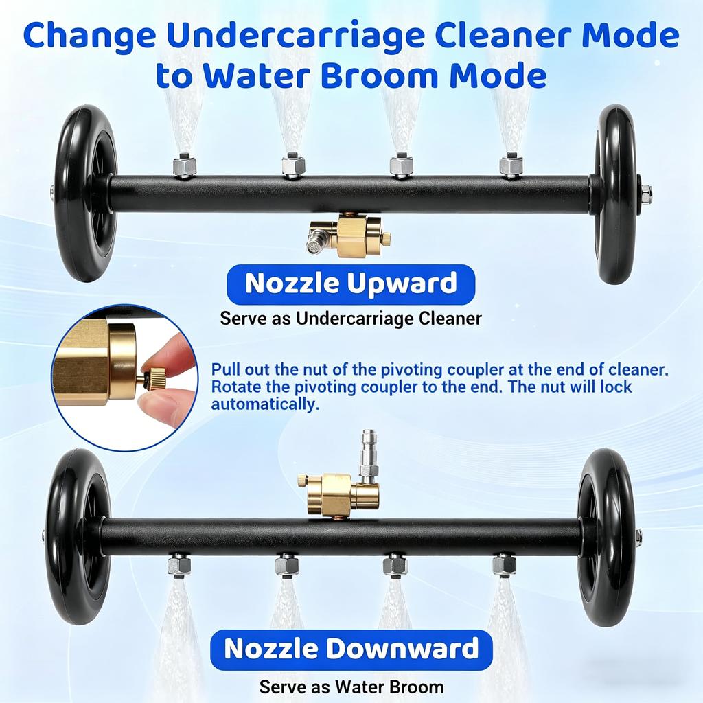 Pressure Washer Undercarriage Cleaner 1/4 Quick Connect with Extension Wands Water Broom Foam Cannon for Washing Car Garden