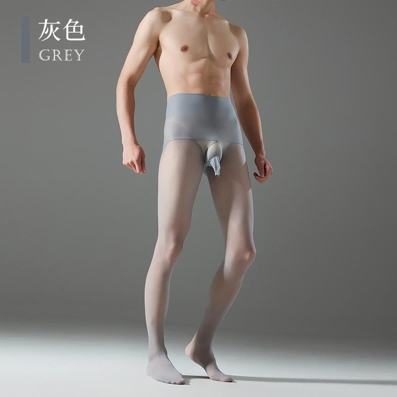Men's 360 Seamless Glossy Silky Tights, High-Waist Seamless Pantyhose