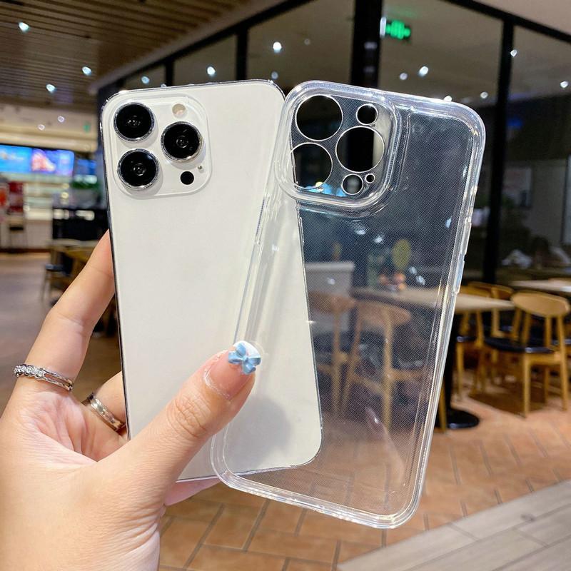 Anti-yellow Transparent Clear Cover Camera Lens Full Protective Shell Cellphone Back Case for iPhone Samsung
