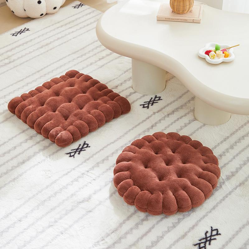 Großes Keksförmiges Plüschkissen, Weiches Kreatives Kissen Stuhl Sitzkissen, Dekorative Keks Japanische Tatami Rückenkissen