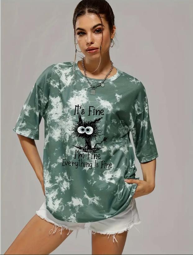 Fashion Women Funny Lines Cat Letters Print T Shirt Funny Casual O-neck Short Sleeves T-shirt Summer Female Tee Shirt