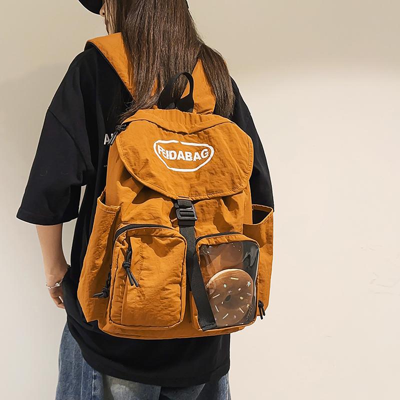 Women Solid Color Backpack Men Lightweight Travel Bag Large Capacity Backpack