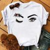 Fashion Graphic Unisex Tshirt Eyelashes Print Kawaii Lashes Unisex Clothes Funny Makeup Aesthetic Shirt Female Clothing Top Tee
