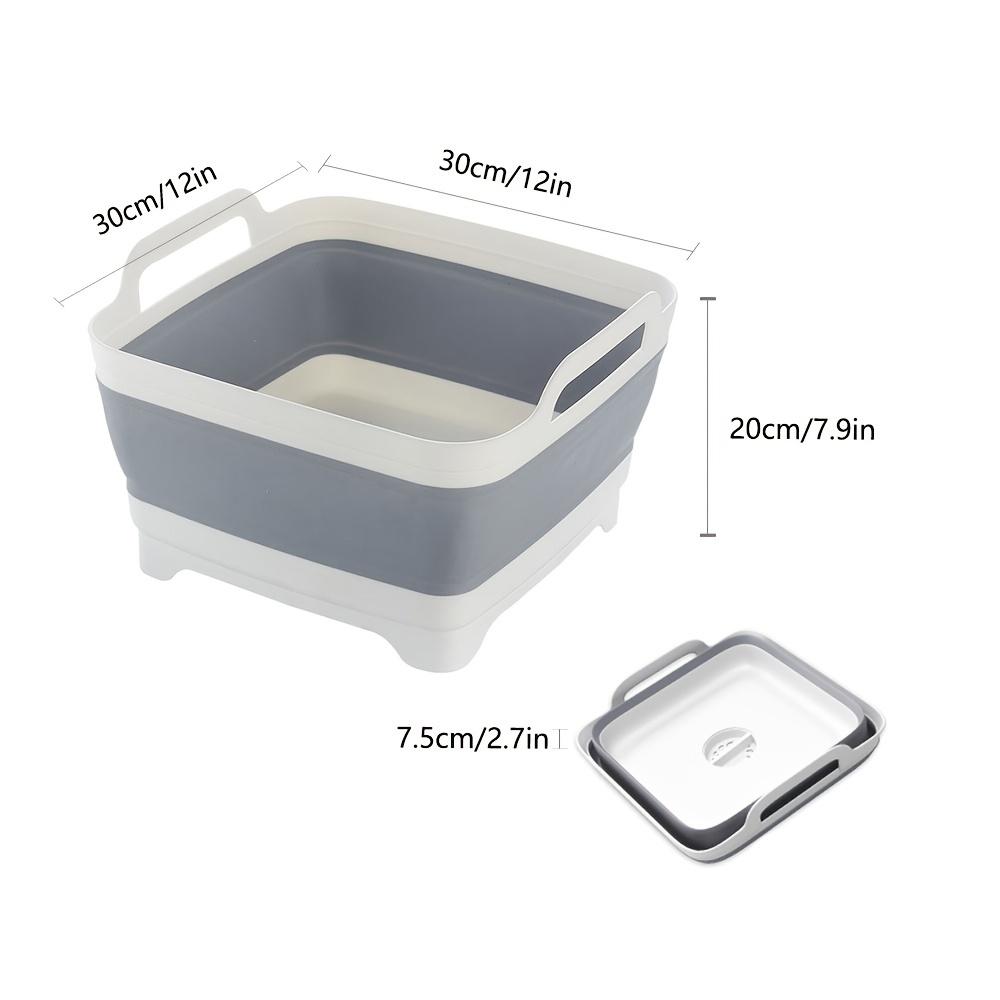 2.4 Gal(9L) Collapsible Dish Basin with Drain Plug,Space Saving Multiuse Foldable Sink Tub,Dishpan,Kitchen Sink for Camping,Vegetable Washing