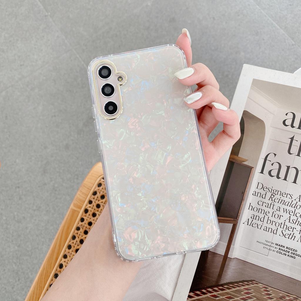 S25ultra Shell Pattern Mobile Phone Case Is Suitable for Samsung S23 Ultra Electroplated Lens Ring A56 Anti Fall Full S22