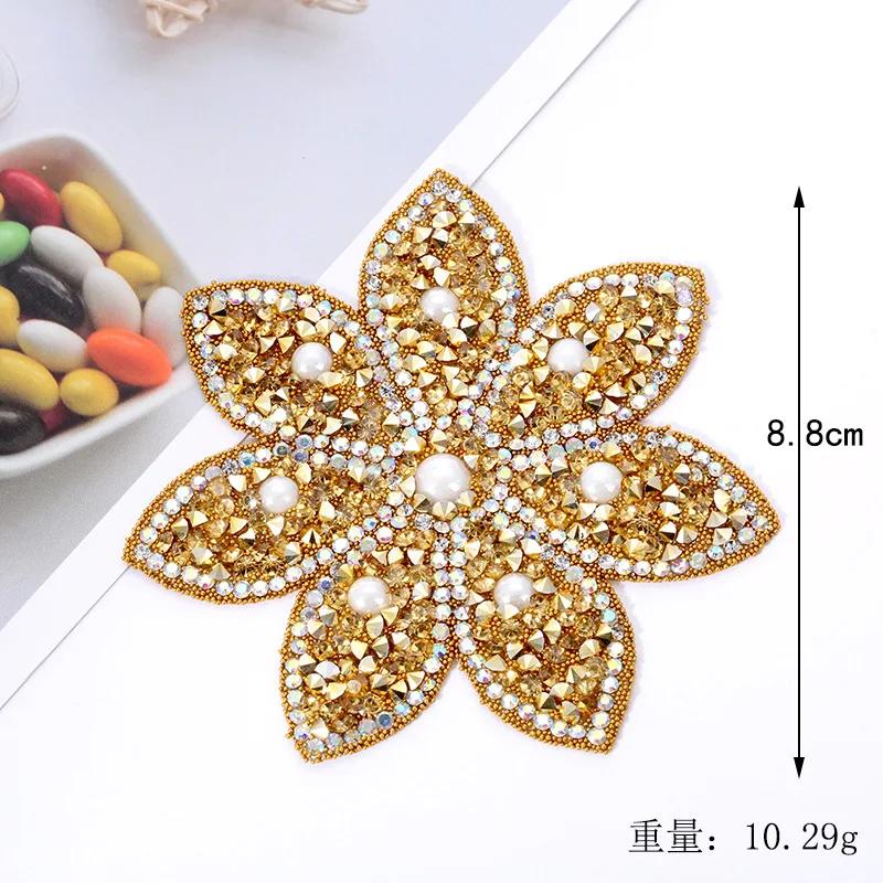 Sparkling Rhinestone Sequin Patch Flowers Star Iron On Ironing Stickers Crystal Applique For Jeans Dress Clothing Decoration Diy