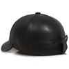 Men's Genuine Sheepskin Leather Baseball Cap - Casual Duckbill Short-Brim Hat for Middle-Aged and Elderly, Spring & Autumn Fashion