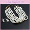 Fashionable Women Jewelry Set With Alloy Geometric Pendant And Multi Layer Pearl Design