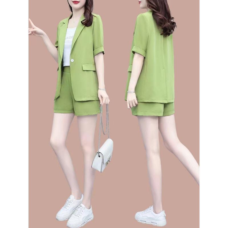 Small Suit Slim Casual Fashion Suit Women's Summer Western Style Professional Shorts Fashionable Suit Two-piece Set