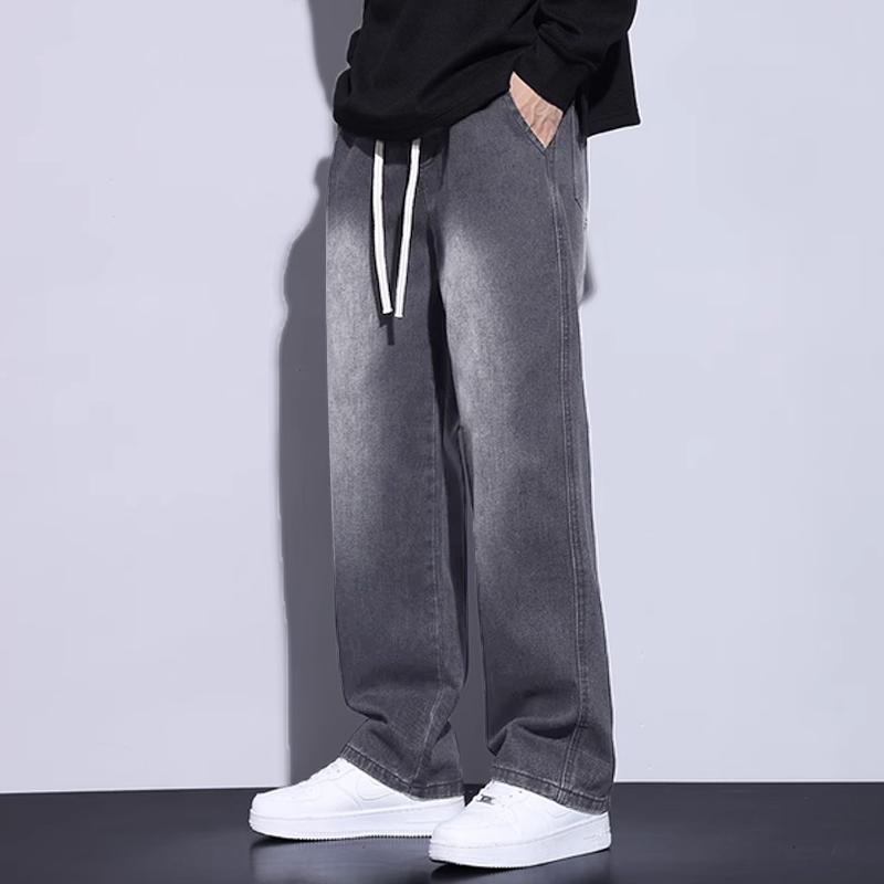 Men Black Jeans New Spring And Autumn Men Pants Wide-Leg Pants Men Casual Straight-Leg Trousers