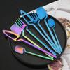 24Pcs Stainless Steel Flatware Cutlery Set Matte Knife Fork Spoon Teaspoon Dining & Kitchen Use Creative Hanging Tableware Set
