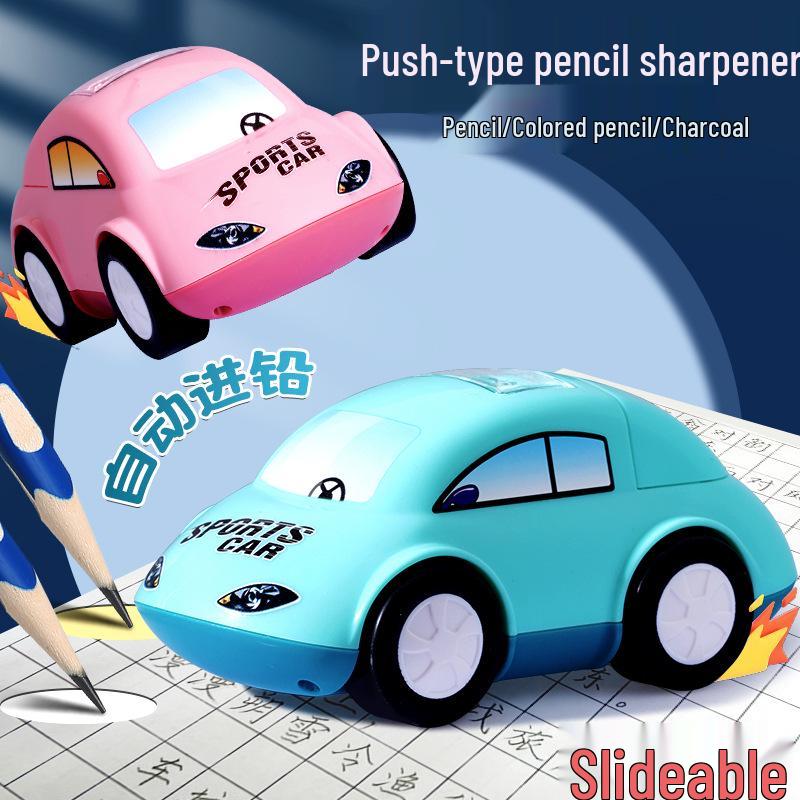 Roztomilé automatické ořezávátko na tužky pro děti – Manuální posunovač tuhy pro žáky základních škol