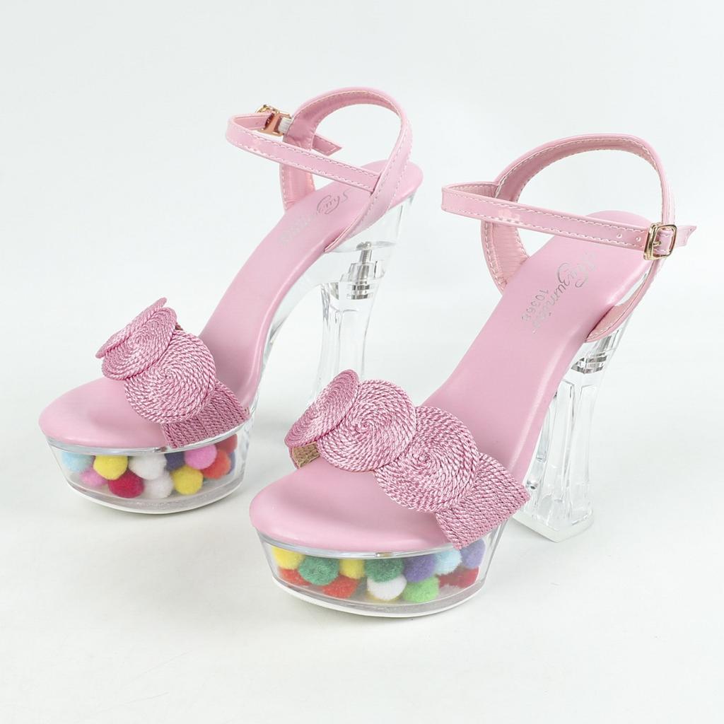 European Chunky Heel Slide Sandals 14cm Sexy Women's Summer Slippers Non-Slip Thick Platform Beach Shoes Fashionable