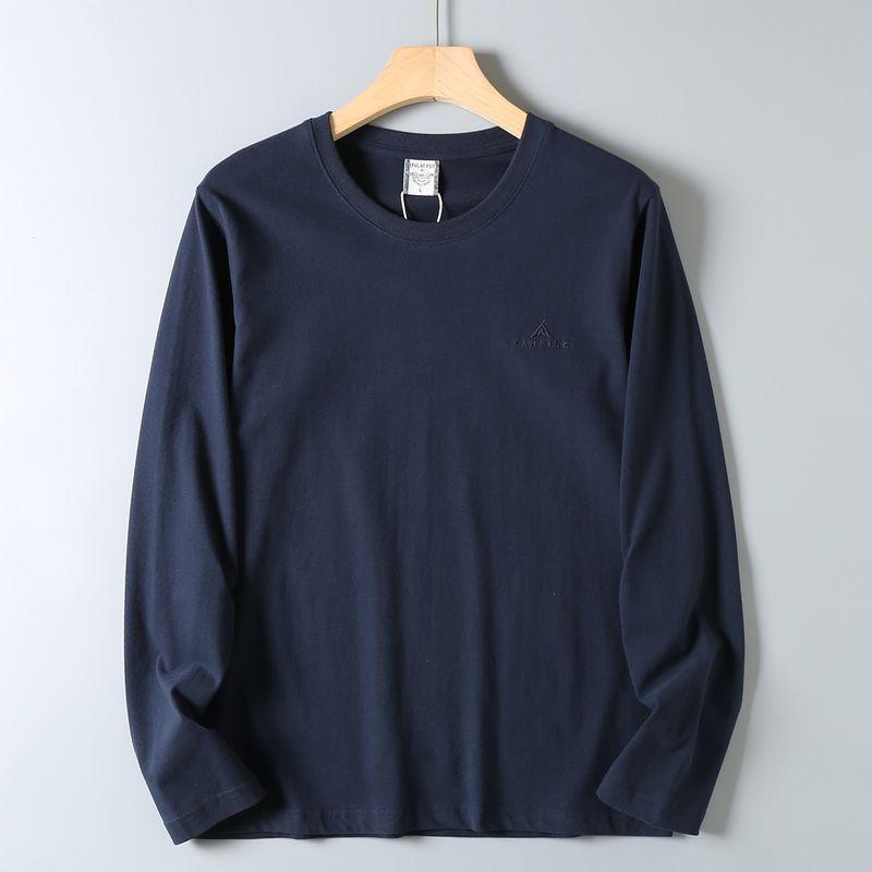 Original Export Surplus Pure Cotton Brushed T-Shirt for Men, Autumn Simple Versatile Long-Sleeve Base Shirt, Casual Crew Neck Top