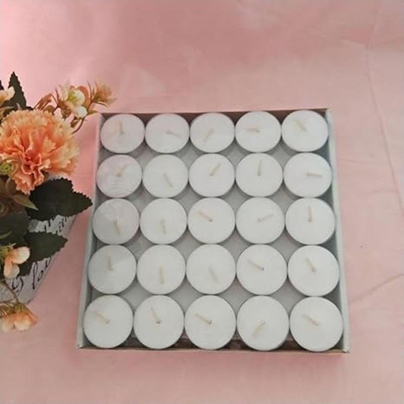 TreegoArt Long-Lasting Mini White Wax Unscented Tea Light Candles For Home Decor, Events And Diwali Decoration Items - Pack Of 50 Candle
