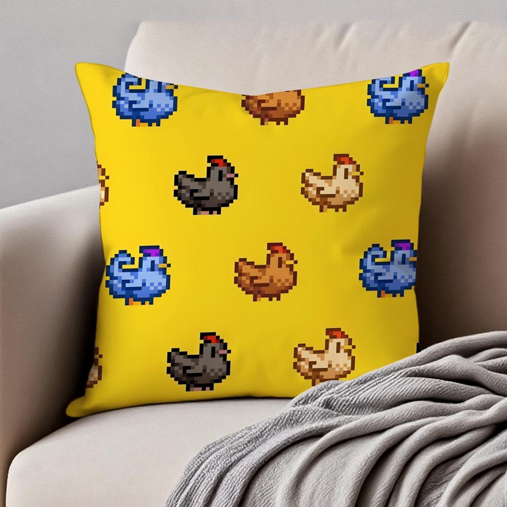 Pixelstyle Game SStardew valley Cushion Cover Pillowcase Antidustmite Invisible Zipper Short Plush Sofa Cushion