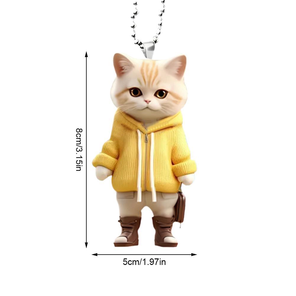 2D Acrylic Hanging Ornament Car Hanging Decor Rearview Mirror Decoration Cute Cat Key Pendant Car Interior Pendant
