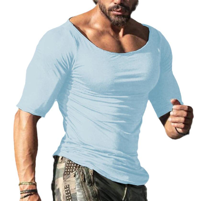 2023 Herren V-Ausschnitt Knitterarm Schnelltrocknend Atmungsaktiv Kurzarm T-Shirt