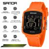 Sanda Waterproof Luminous Sports Watch: Square, Transparent Timer for Students